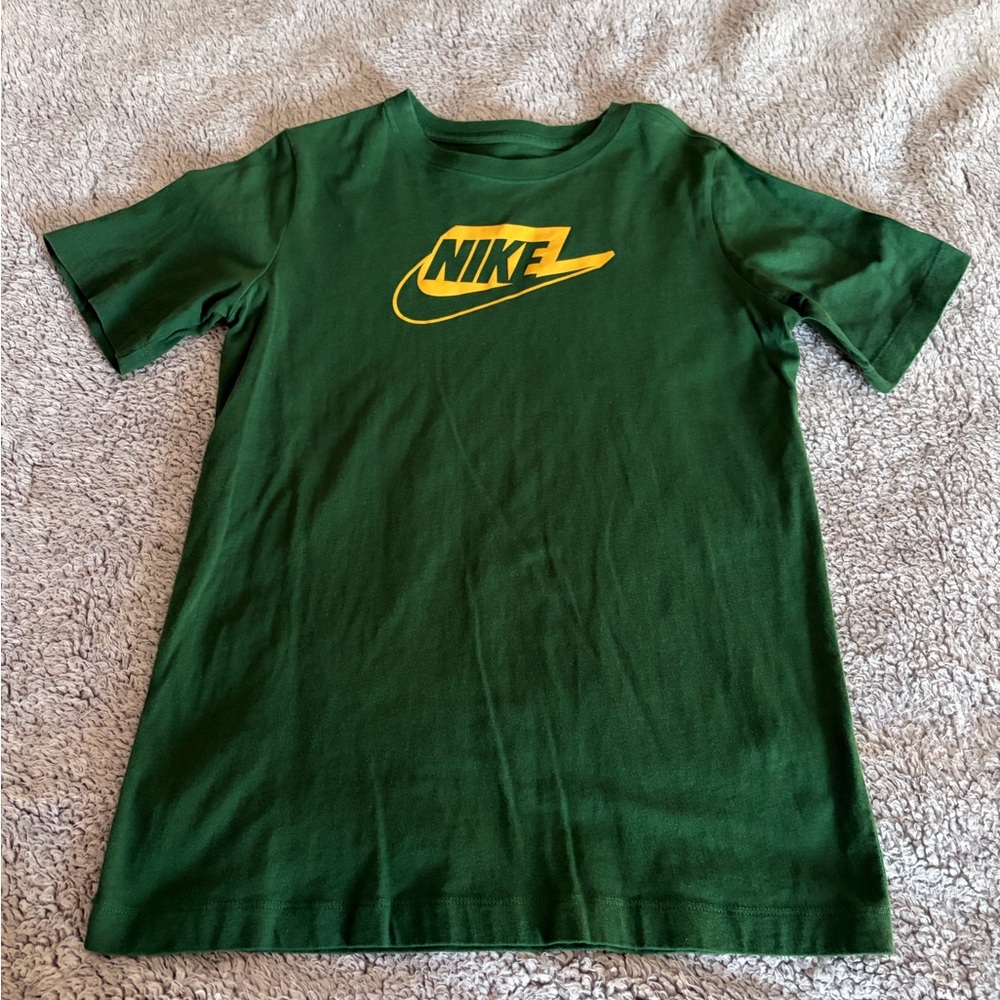 Nike Kids Dark Green Tee with Yellow Logo